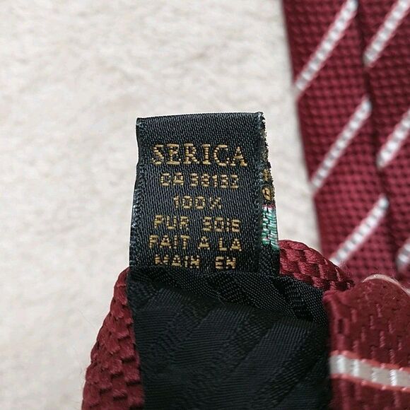 Vtg Serica Necktie Rep Tie Red White Striped Silk Hand Made In Italy 3.75x60" - Picture 9 of 9